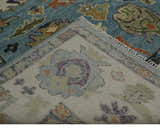 Oushak Hand Knotted Blue and Ivory Traditional Wool Multi Size wool Area Rug
