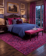 Overdyed Pink Traditional Floral Design Hand Tufted  Wool Area Rug