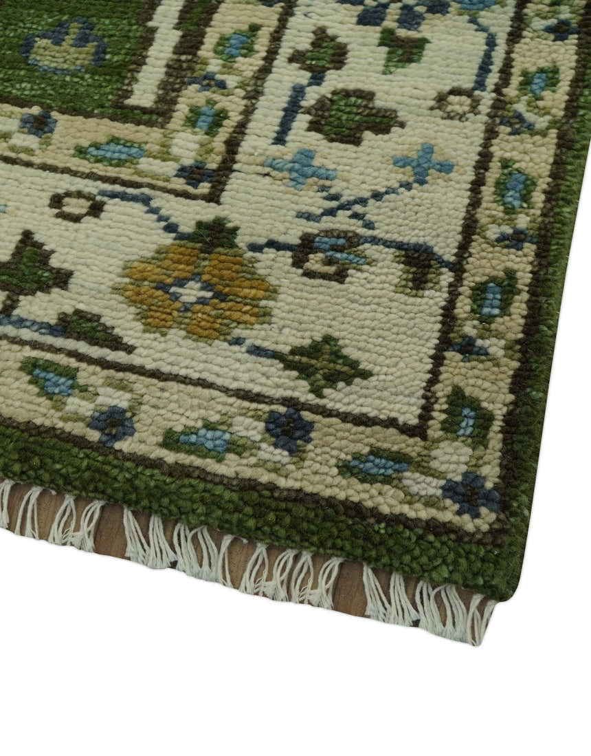 Ready to Ship Oversize 5x10 Runner Rug Green Tree of life Wool Rug