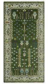 Ready to Ship Oversize 5x10 Runner Rug Green Tree of life Wool Rug