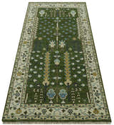 Ready to Ship Oversize 5x10 Runner Rug Green Tree of life Wool Rug