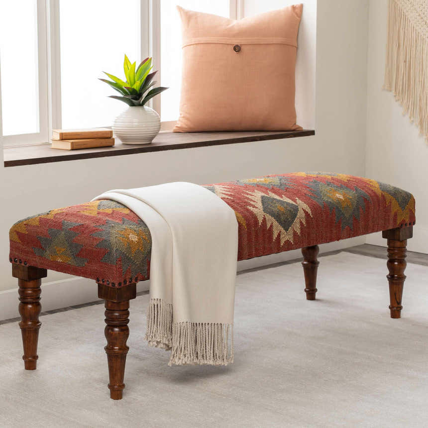 Yunak Rustic Geometric Tapestry Bench
