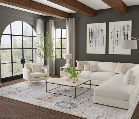 Feizy Melrose Traditional Floral & Botanical - Tan/Blue/Red Area Rug