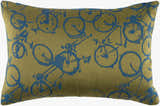 Saranac Gold Bicycle Blue Throw Pillow - Clearance