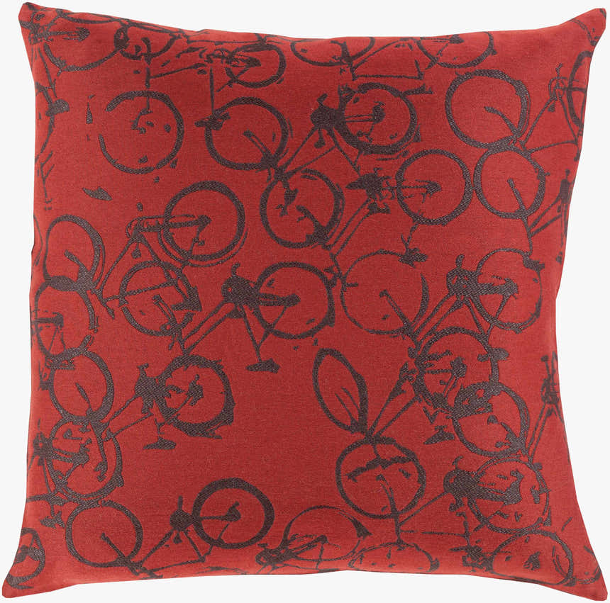 Wilmar Red Bicycle Print Throw Pillow - Clearance