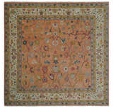 Peach and Ivory Hand knotted Oushak Custom Made wool Area Rug