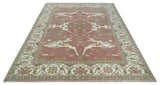 Peach, Ivory and Olive Hand knotted Multi size Oriental Oushak Traditional Wool Area Rug