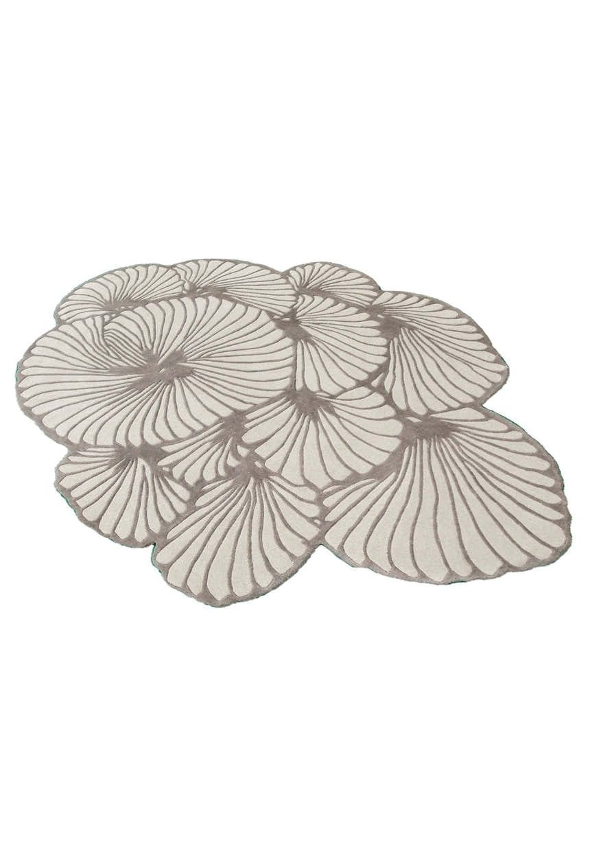 Petals Modern Floral Lace Beige Hand Tufted 5x7 Wool Rug