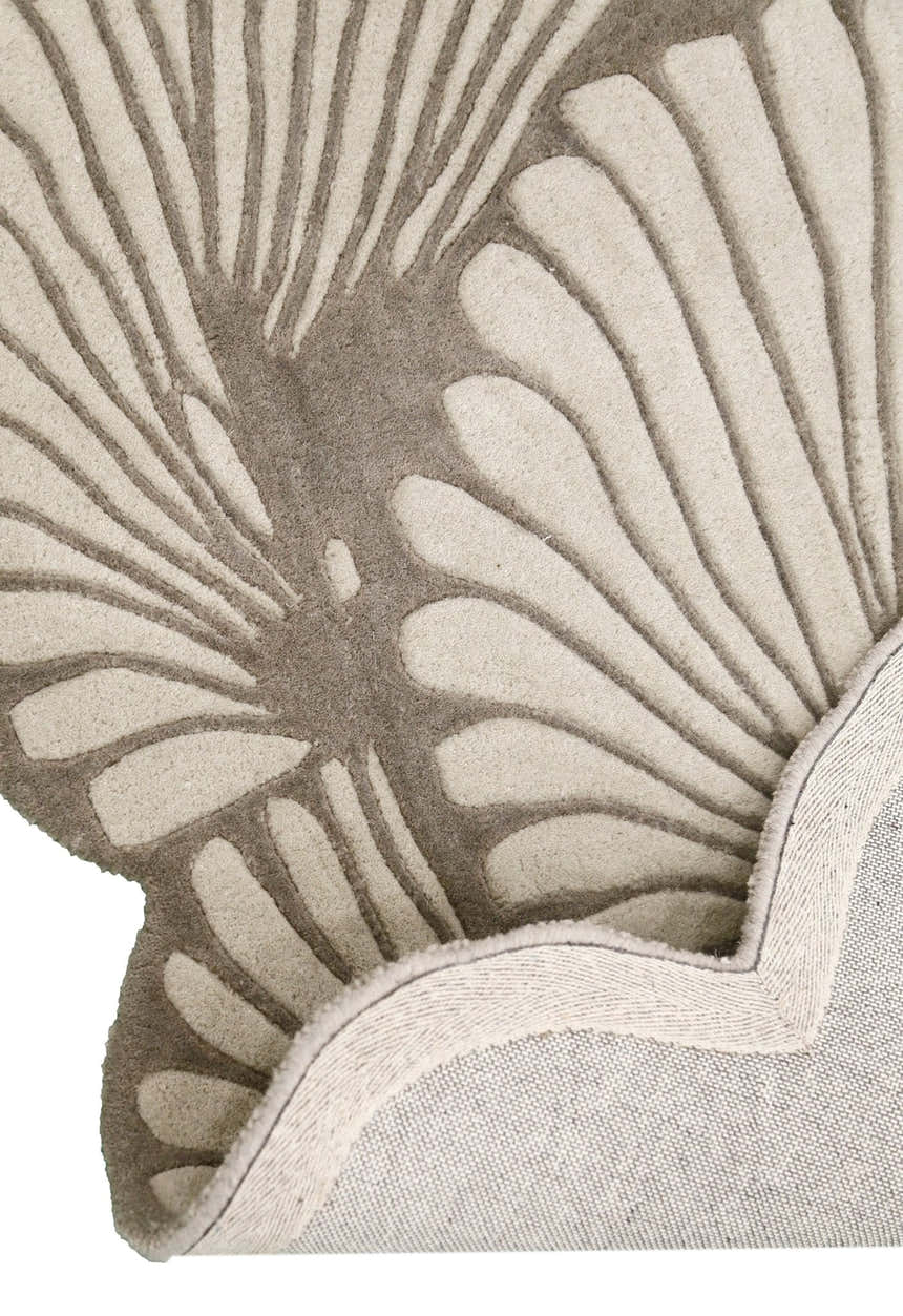 Petals Modern Floral Lace Beige Hand Tufted 5x7 Wool Rug