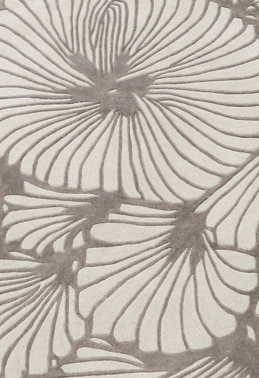 Petals Modern Floral Lace Beige Hand Tufted 5x7 Wool Rug