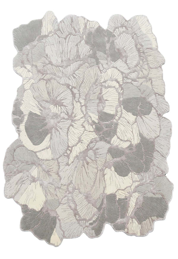 Petals Modern Gray Hand Tufted 5x7 Wool Area Rug