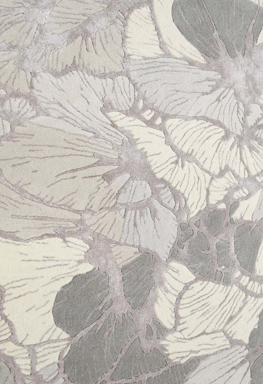 Petals Modern Gray Hand Tufted 5x7 Wool Area Rug