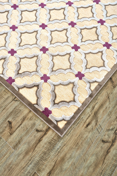 Feizy Saphir Rubus Modern Geometric - Tan/Brown/Purple Area Rug - Clearance