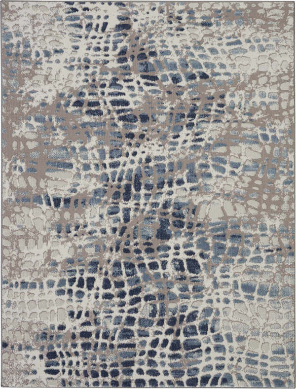 Close-up of Nourison Urban Decor Ivory/Grey Area Rug. Modern design with chestnut accents and abstract pattern.