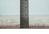 Pink, Ivory and Olive Hand Knotted Traditional Custom Made Size wool Rug