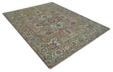 Pink, Ivory and Olive Hand Knotted Traditional Custom Made Size wool Rug