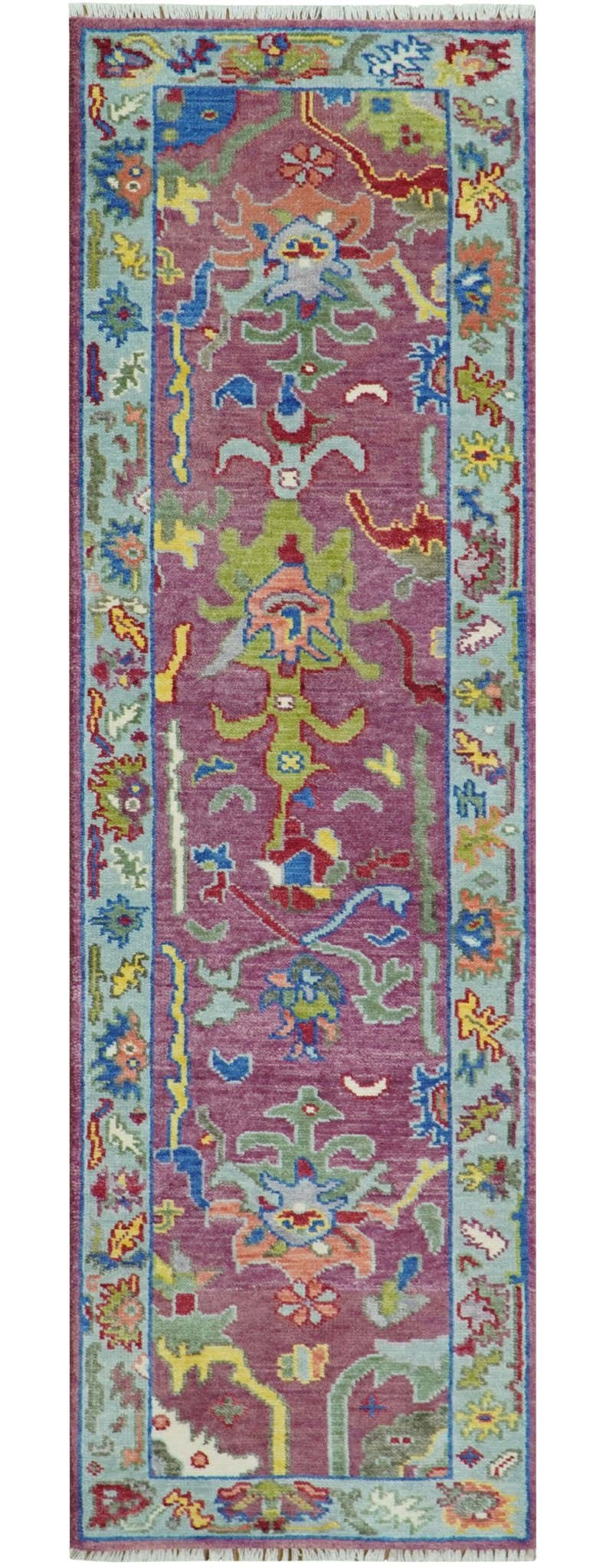 Pink Oushak Rug Wool Blue Colorful Hand knotted Traditional Oushak Custom Made wool Area Rug