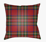 Gardere Red Plaid Square Accent Outdoor Pillow