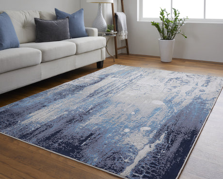 Feizy Indio Modern Abstract - Ivory/Blue/Black Area Rug
