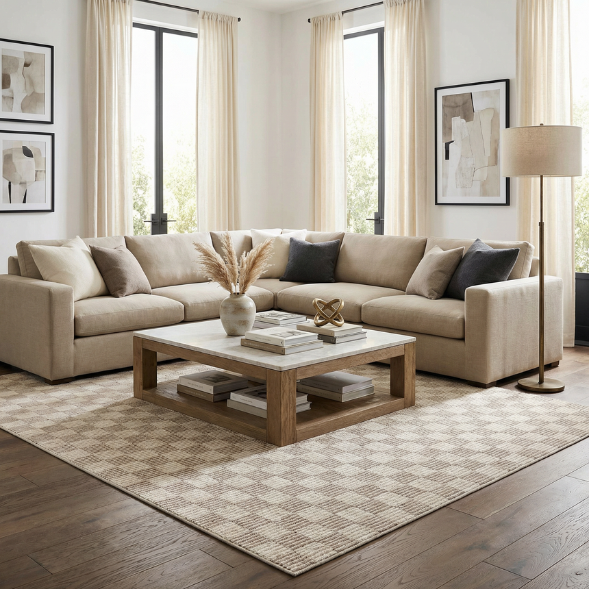 Truls 3D Checkered Washable Rug - Biscotti – Boutique Rugs