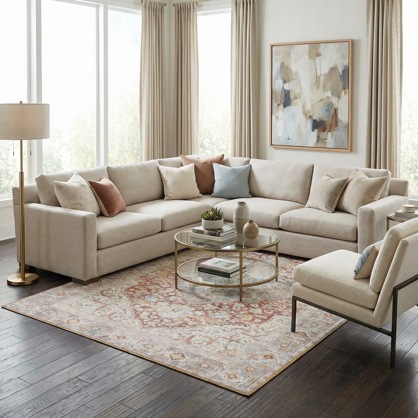 Cream Rust Leeston Washable Rug - Clearance – Boutique Rugs