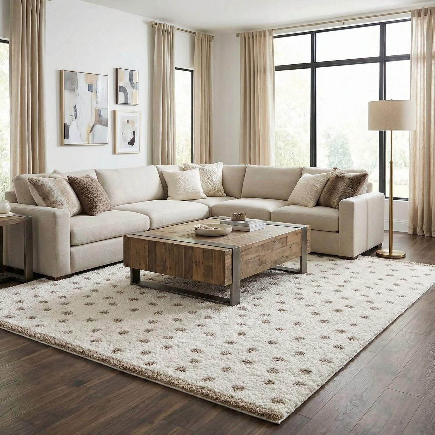Chaia Dotted Cream & Brown Plush Rug – Boutique Rugs