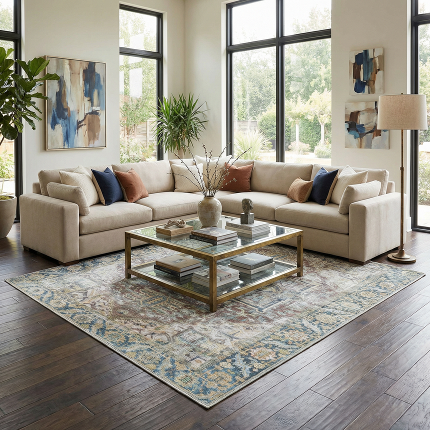 Blue Catigpian Distressed Washable Area Rug - Clearance – Boutique