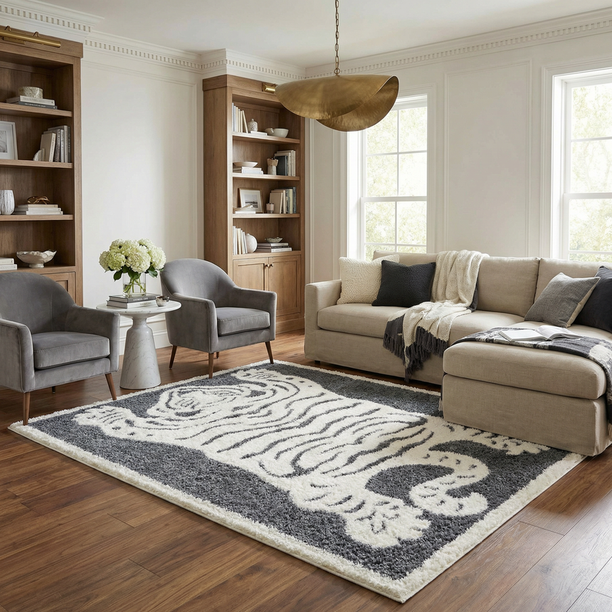 Zane Charcoal Tibetan Tiger Plush Rug – Boutique Rugs