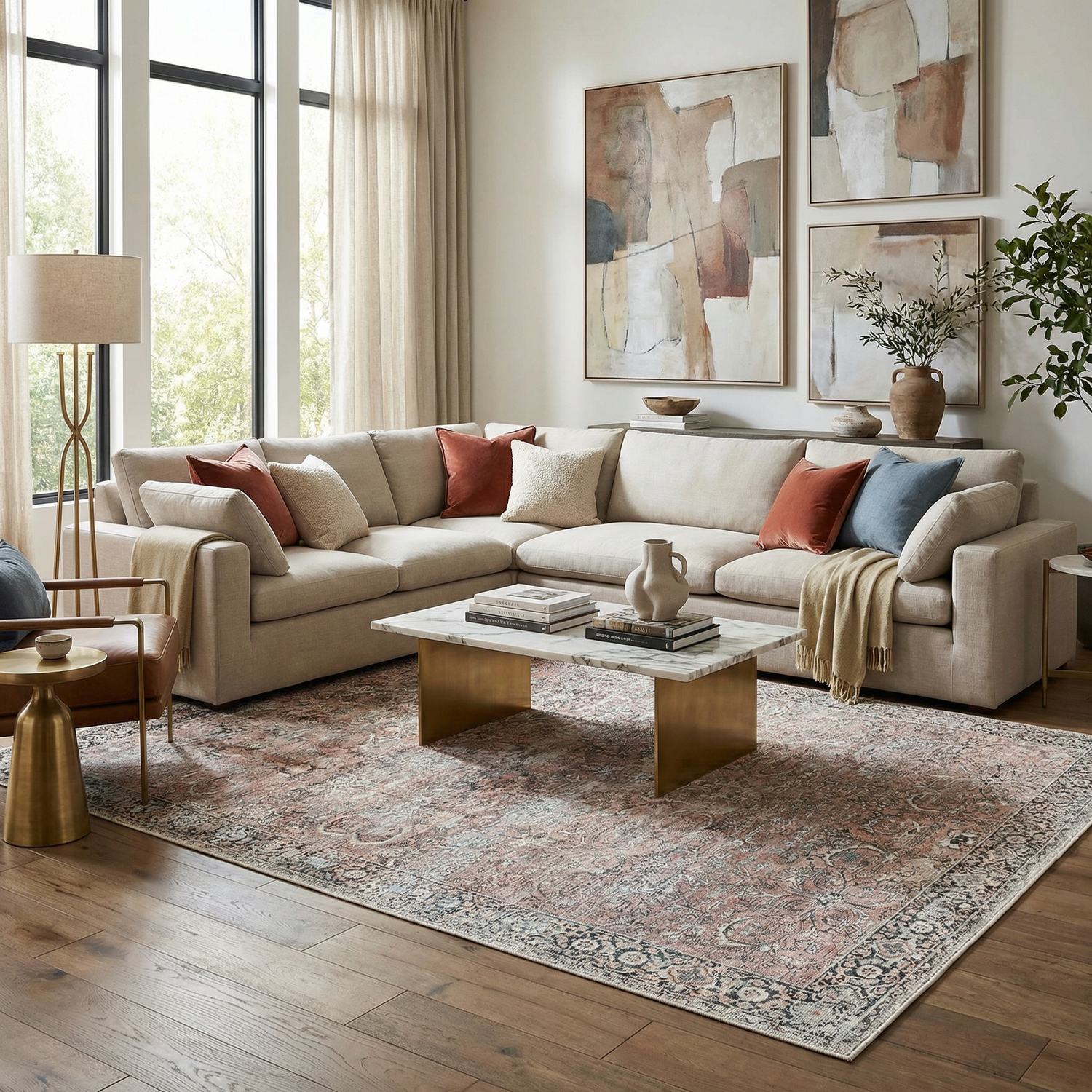 Peach Noda Vintage Washable Area Rug - Clearance – Boutique Rugs