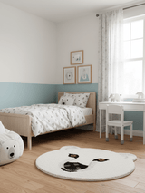 Polar Bear Pattern Ivory And Black Hand Tufted 1x1 Wool Area Rug