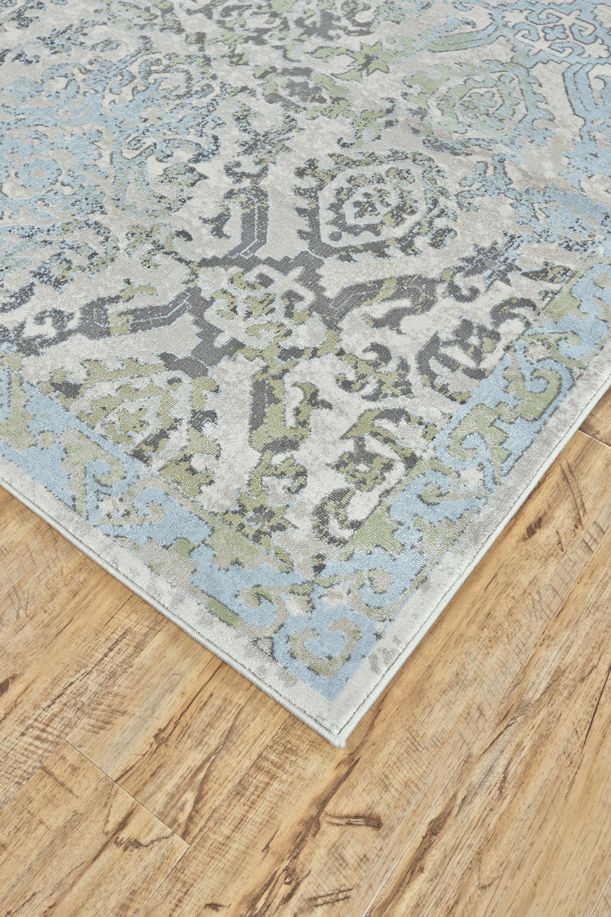 Feizy Katari Transitional Floral & Botanical - Blue/Green/Gray Area Rug - Clearance