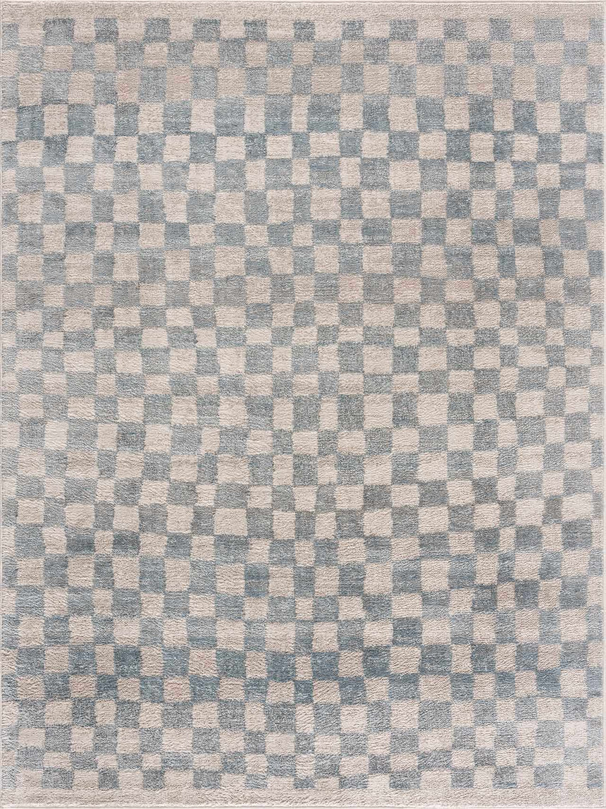 Benjy Cream & Light Blue Checkered Area Rug – Boutique Rugs