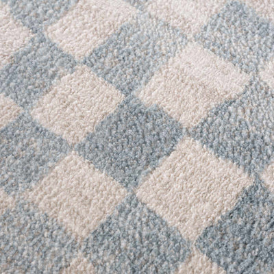 Benjy Cream & Light Blue Checkered Area Rug