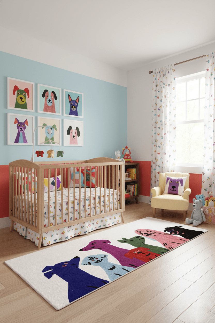 Pup Parade Multicolor Hand Tufted 3x7 Wool Area Rug