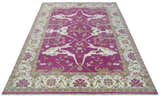 Purple, Ivory and Olive Traditional Hand knotted Oriental Oushak Multi Size wool Area Rug