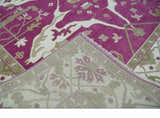Purple, Ivory and Olive Traditional Hand knotted Oriental Oushak Multi Size wool Area Rug