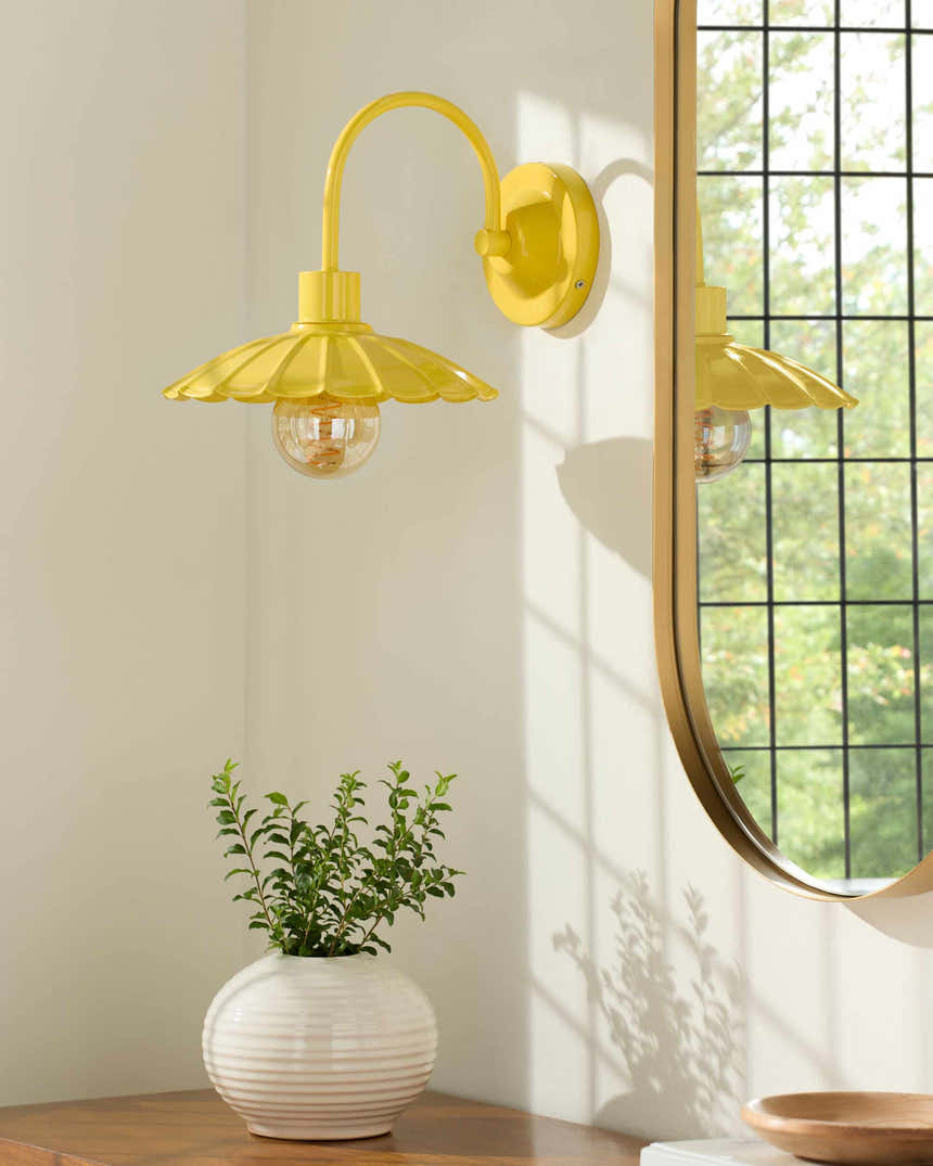Lemon Yellow Rustic Wall Sconce for hallway or bedroom lighting