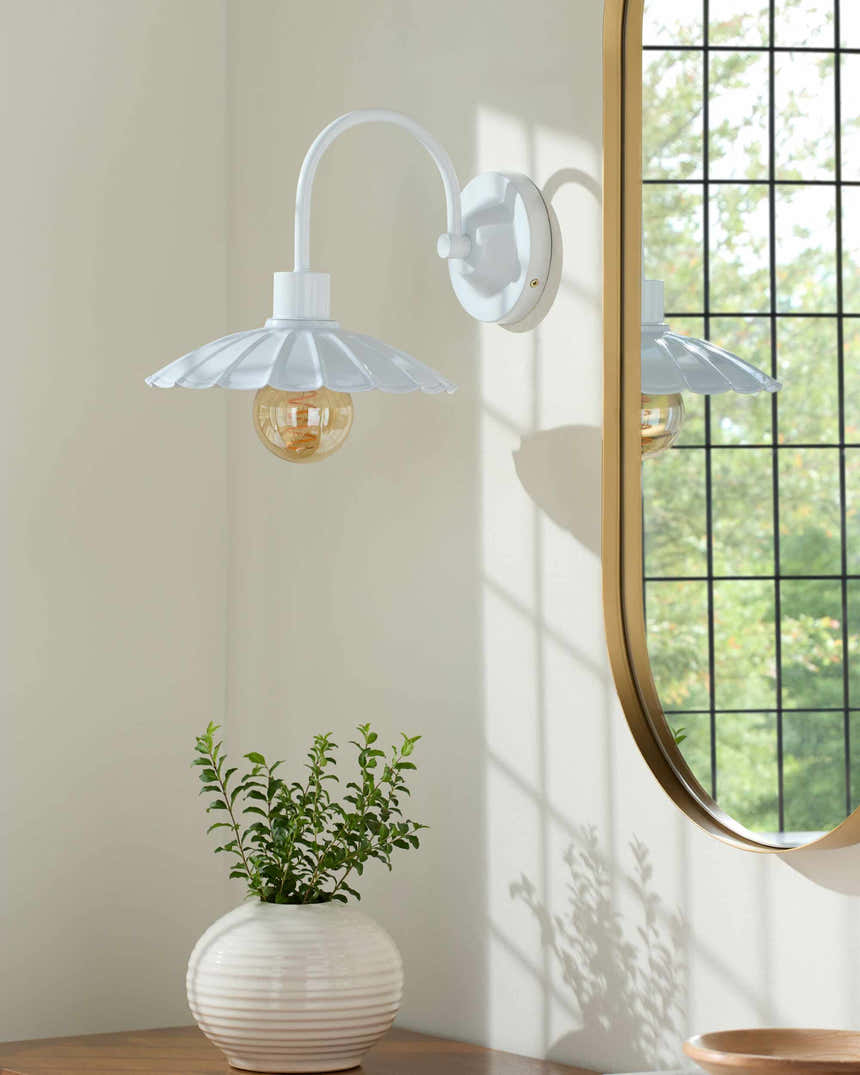White Rustic Wall Sconce for hallway or bedroom lighting