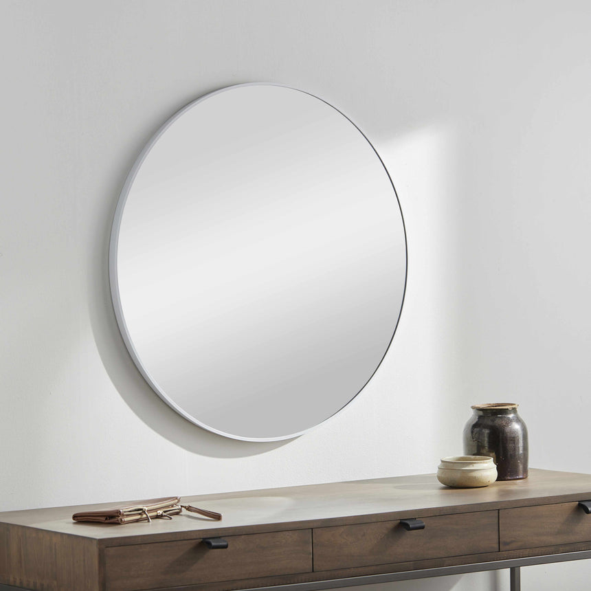 Pontalina Round White Mirror