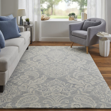 Feizy Belfort Transitional Medallion - Blue/Ivory Area Rug