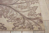 Close-up of Nourison Utopia Ivory Floral Indoor Area Rug featuring a chestnut floral pattern on a soft ivory background.