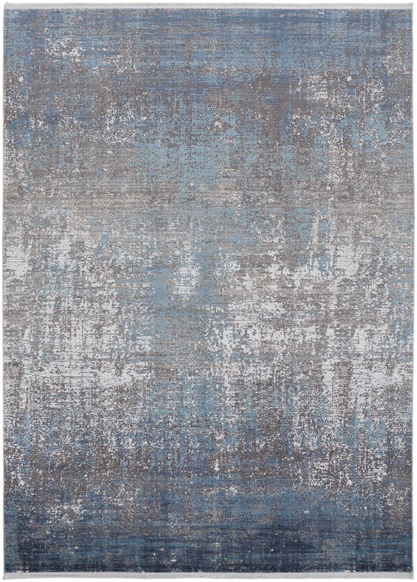 Feizy Cadiz Modern Abstract rug: blue, gray, and silver tones with a distressed, textured design. Design-Rectangle
