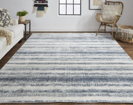 Feizy Mackay Transitional Stripes - Ivory/Blue Area Rug