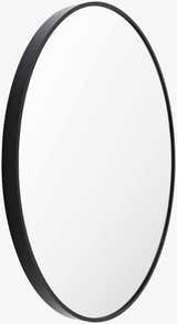 Round Mirror with Black Aluminum Frame