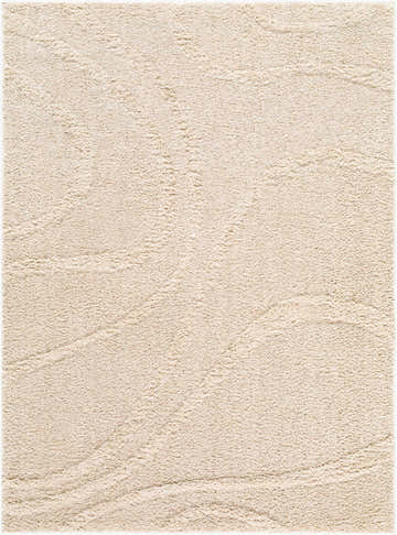 Close-up of the Horst Area Rug. Beige and ivory tones with a subtle, contemporary pattern and soft, textured pile. Design-Rectangle-537