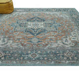 Ready to Ship 10x10 Square Distressed Brown And Gray Hand Knotted Wool Rug