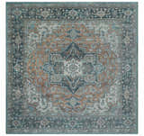Ready to Ship 10x10 Square Distressed Brown And Gray Hand Knotted Wool Rug
