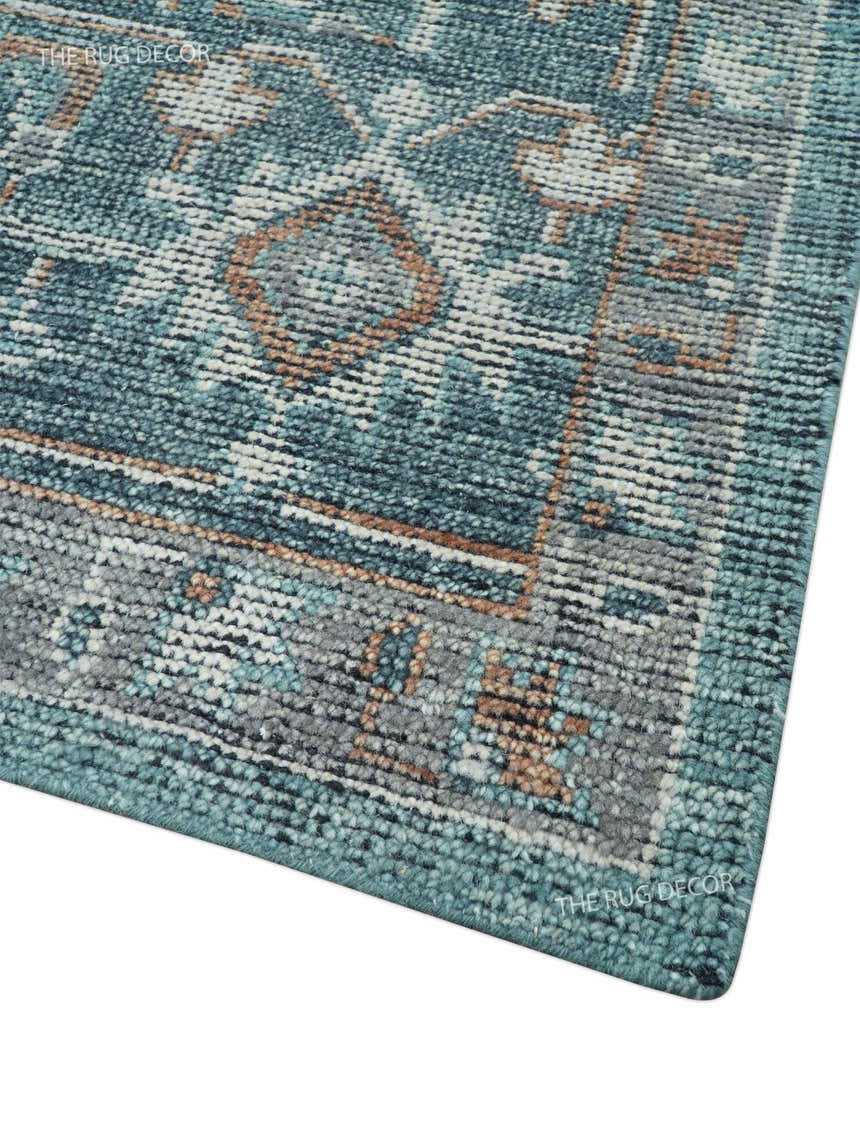 Ready to Ship 10x10 Square Distressed Brown And Gray Hand Knotted Wool Rug