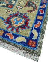 Ready to Ship 7x9 Feet Oushak Olive And Rust Hand Knotted Wool Rug