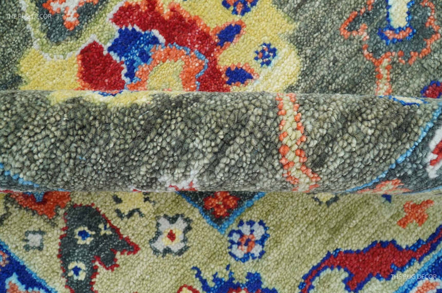 Ready to Ship 7x9 Feet Oushak Olive And Rust Hand Knotted Wool Rug